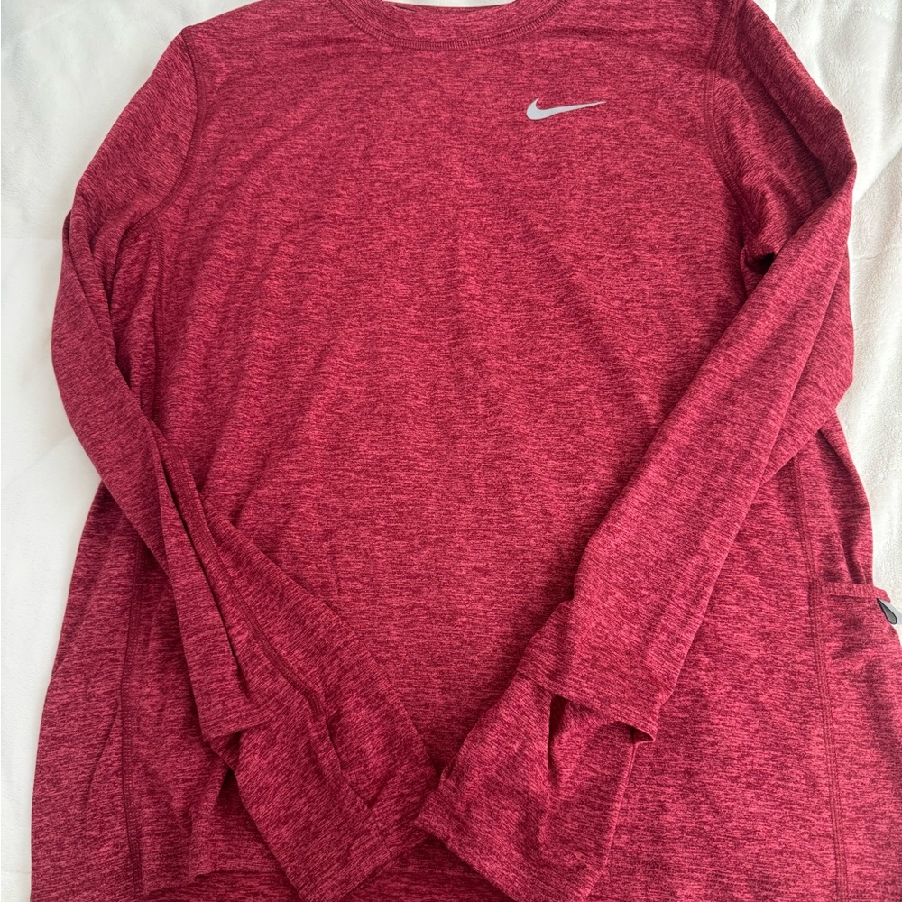 Nike Heathered Red Long Sleeve Top